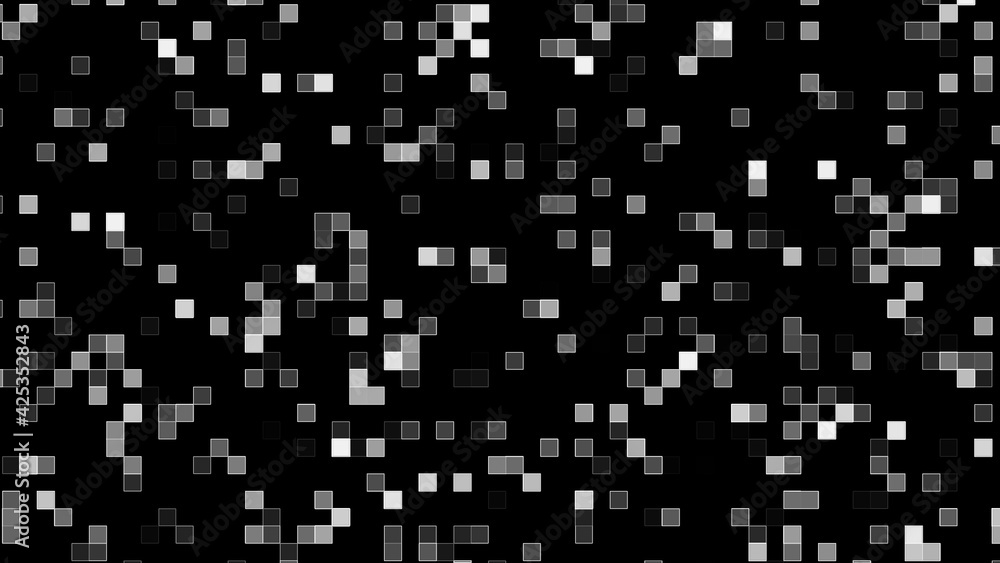 Aufkleber pixel block tracery for creative 3d render shapes. digital square tiles in futuristic chaotic presen