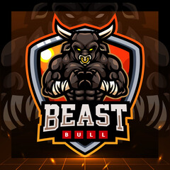 Beast bull mascot. esport logo design