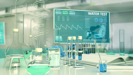 laboratory potable water gene test, cg healthcare 3d illustration