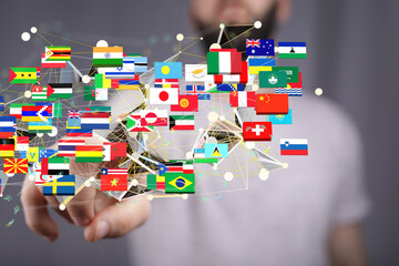 National flags of the countries 3d