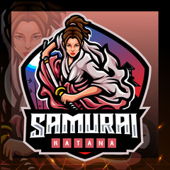 Fototapeta na wymiar Samurai girls mascot. esport logo design