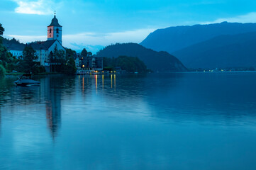 Church on St.Wolfgang lake in Austria