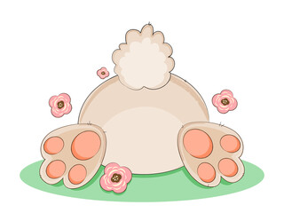 Bunny bottom cute cartoon character vector illustration.