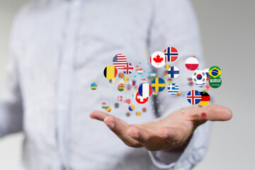 Global communication, international messaging and translation concept