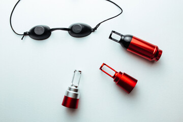 neodymium laser attachments. concept of tattooing and carbon peeling