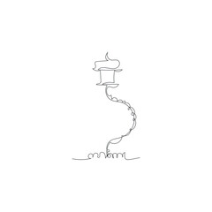 candlestick with candles one line vector illustration