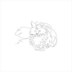 cat  one line vector illustration