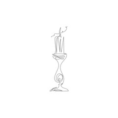 candlestick with candles one line vector illustration
