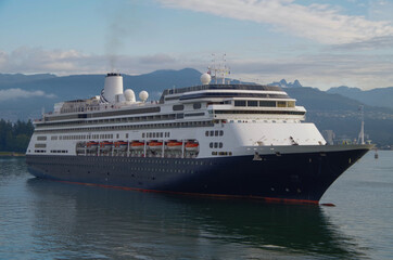 HAL Holland America Line cruiseship or cruise ship liner Volendam in port of Vancouver, Canada on...