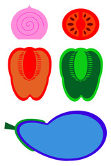 vector set of vegetables for meal poster isolated on a white