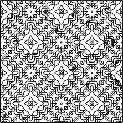  Geometric vector pattern with triangular elements. Seamless abstract ornament for wallpapers and backgrounds. Black and white colors. 