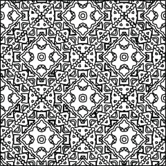  Geometric vector pattern with triangular elements. Seamless abstract ornament for wallpapers and backgrounds. Black and white colors. 