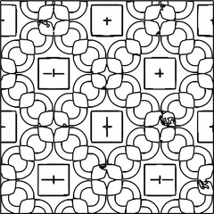  Geometric vector pattern with triangular elements. Seamless abstract ornament for wallpapers and backgrounds. Black and white colors. 