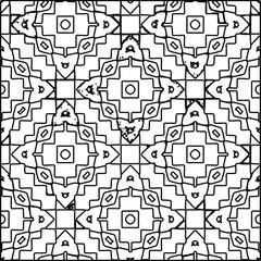  Geometric vector pattern with triangular elements. Seamless abstract ornament for wallpapers and backgrounds. Black and white colors. 