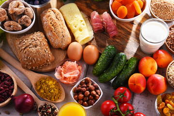 Assorted organic food products on the table
