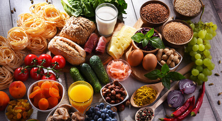 Assorted organic food products on the table