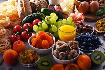 Assorted organic food products on the table