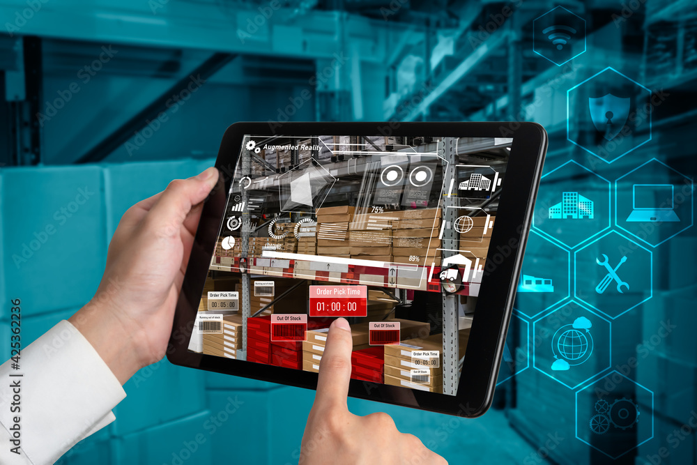 Poster smart warehouse management system using augmented reality technology to identify package picking and