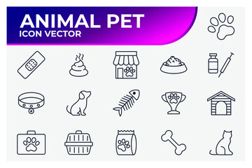 Set of Pet, vet, pet shop icon. pet shop pack symbol template for graphic and web design collection logo vector illustration