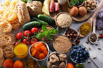 Assorted organic food products on the table