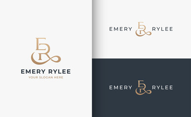 Fototapeta E R monogram serif letter logo design obraz