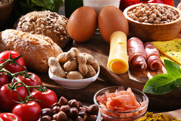 Assorted organic food products on the table