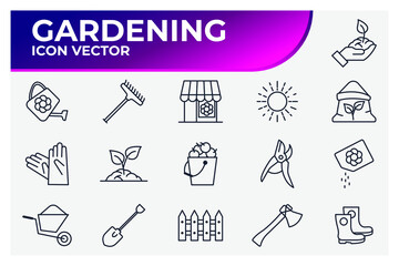 Set of Flower and Gardening icon. Gardening pack symbol template for graphic and web design collection logo vector illustration