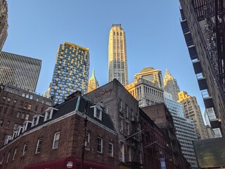 Fototapeta na wymiar Evening sun over the Downtown Manhattan, New York - March 2021