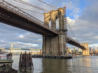 Evening sun over the Brooklyn Bridge, New York - March 2021