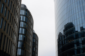 Naklejka premium Glass facade of a business center in St. Petersburg. Business center plaza.