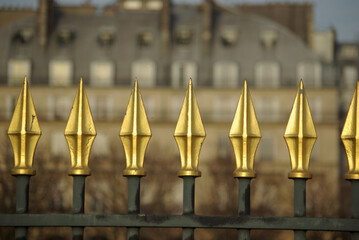 Grille dorée du jardin des Tuileries à Paris, France