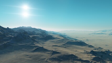 cosmic landscape, realistic exoplanet, abstract cosmic texture 3d render