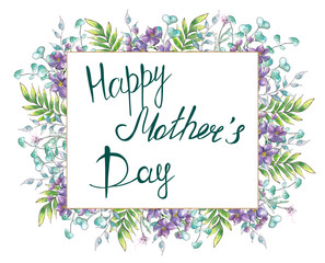 Obraz premium Happy mothers day card. Bright spring illustration with flowers