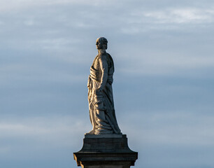 Admiral Lord Collingwood hero of the Battle of Trafalgar,standing proud dressed as a Roman senator in Tynemouth, England, UK