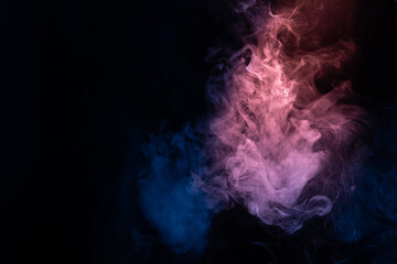Blue and pink steam on a black background.