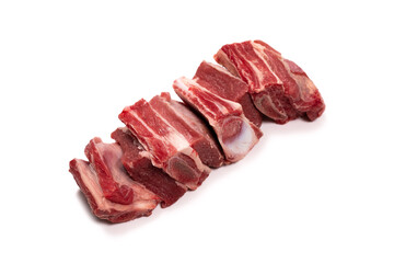 Raw beef ribs isolated on white background.