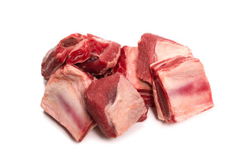 Raw beef ribs isolated on white background.