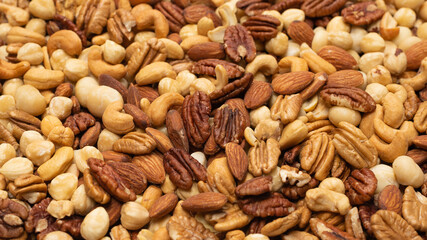 Mix of nuts as a background.
