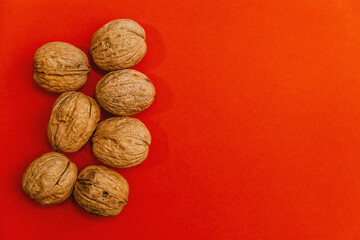 walnut on a colored background with a place for the text