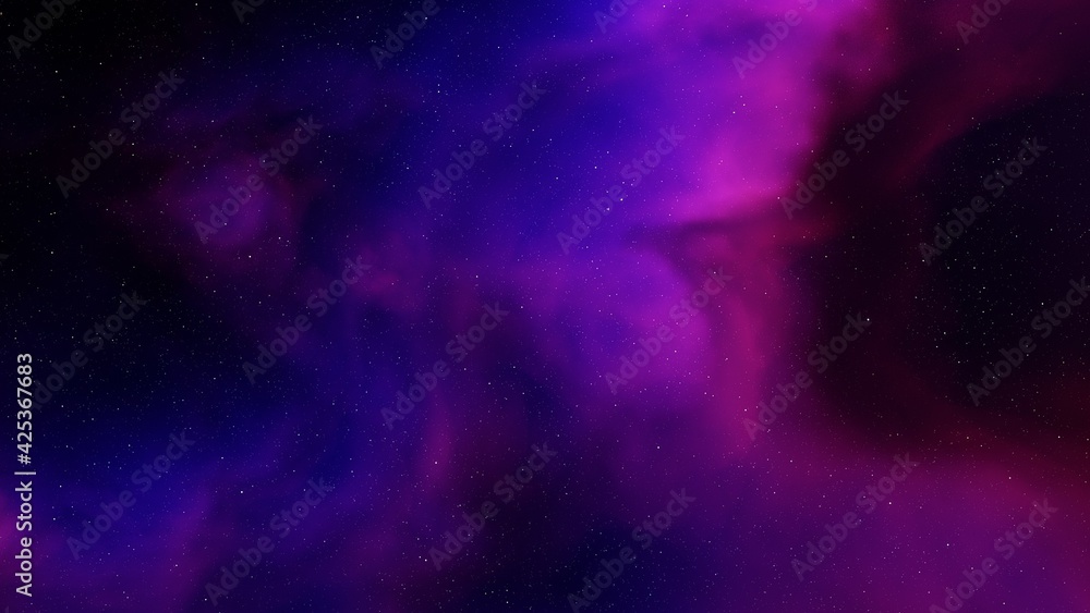 Wall mural space background with nebula and stars, nebula in deep space 3d render