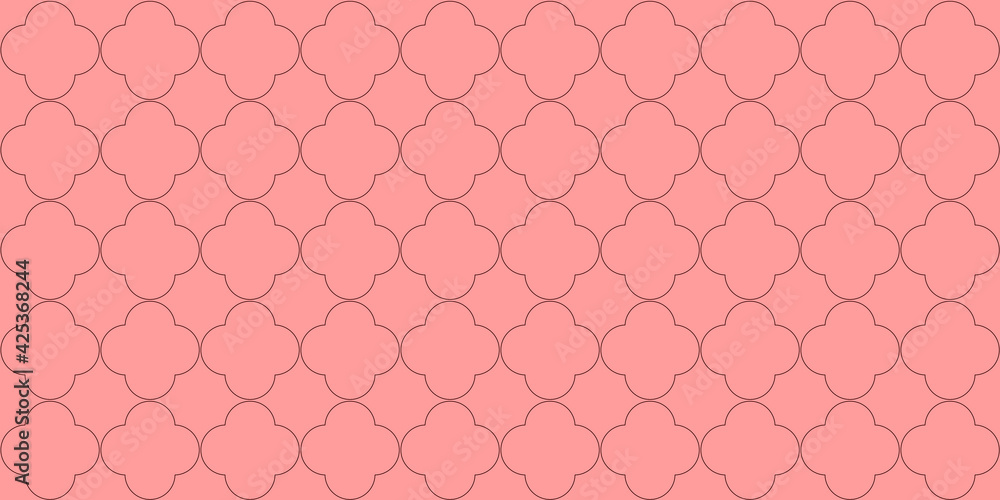 Poster pattern with symmetrical quatrefoil on a red background