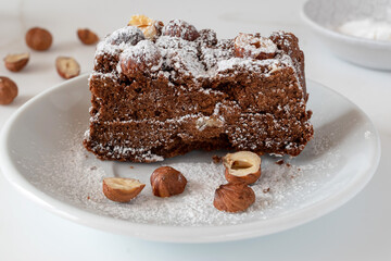 Chocolate nut cake made from buckwheat flour.