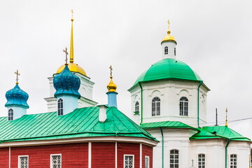 Fototapeta na wymiar Holy Dormition Pskov-Pechersk Monastery is one of the largest and most famous monasteries in Russia with a long history. Pechory, Russia