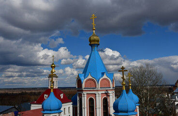 Domes of Orthodox churches in the city of Kolomna near Moscow.