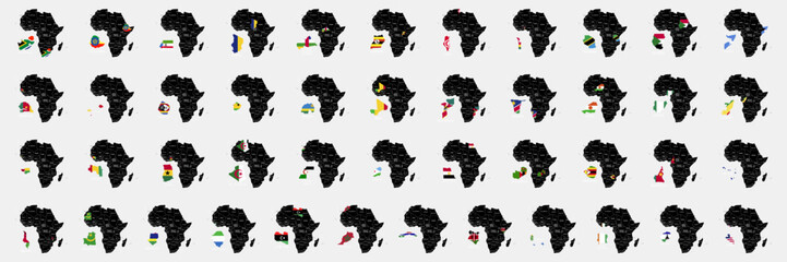 Africa territory. All country flags of Africa. White background. Vector illustration. EPS 10 © yan4ik