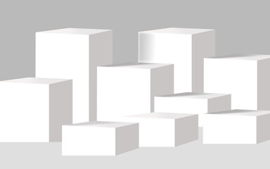 White and grey 3d illustration complex podium background