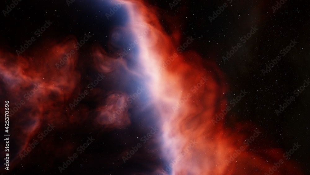 Wall mural nebula in deep space, abstract colorful background 3d render