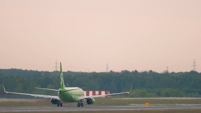 Passenger airplane taking off
