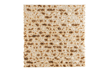 One textured matzo isolated on white background, top view.