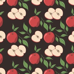 apple fruit seamless pattern background vector